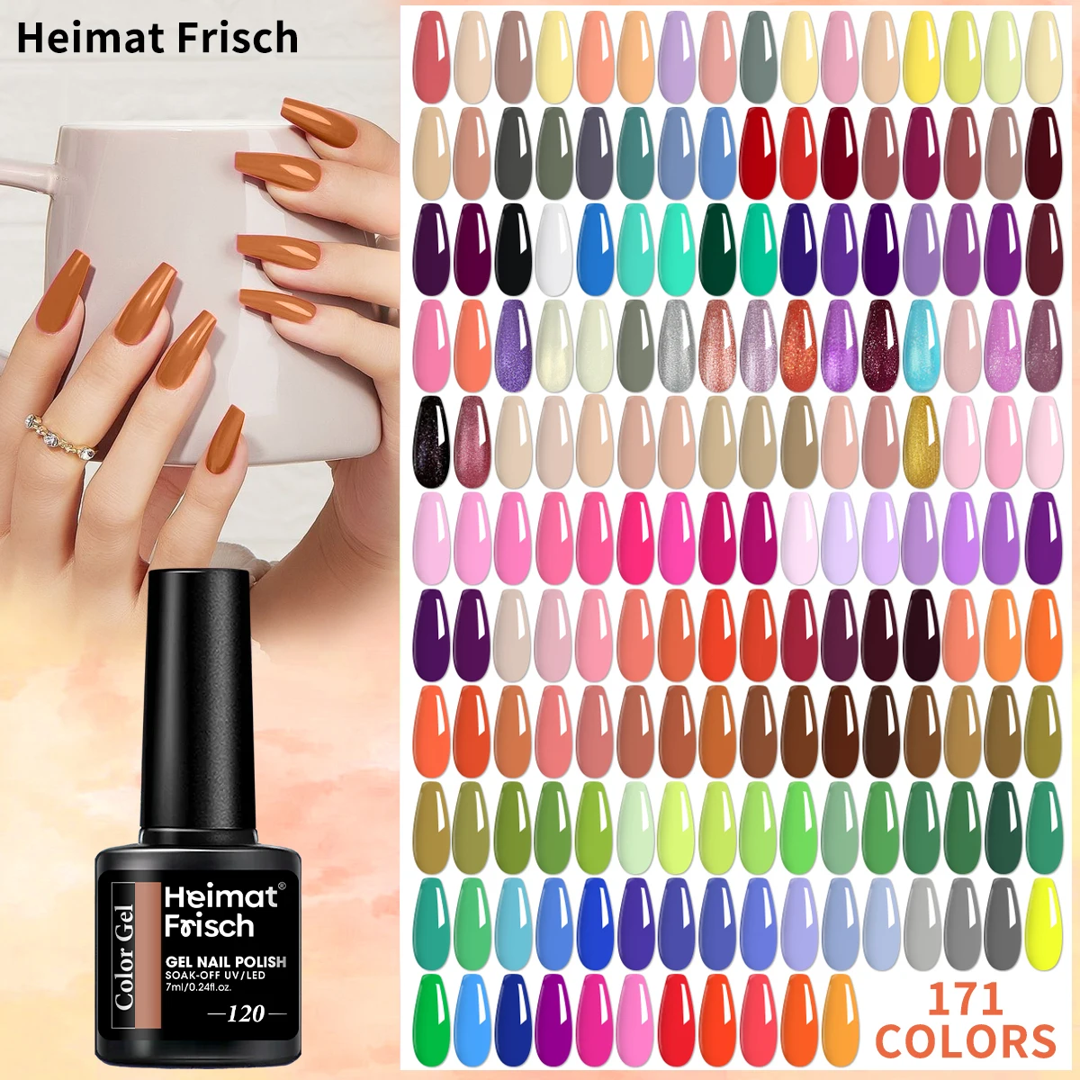Heimat Frisch Single-Use 7ml, 0.24oz Gel Nail Polish. Durable and Gentle on Nails, Suitable for Home and Salon Use, Creating an