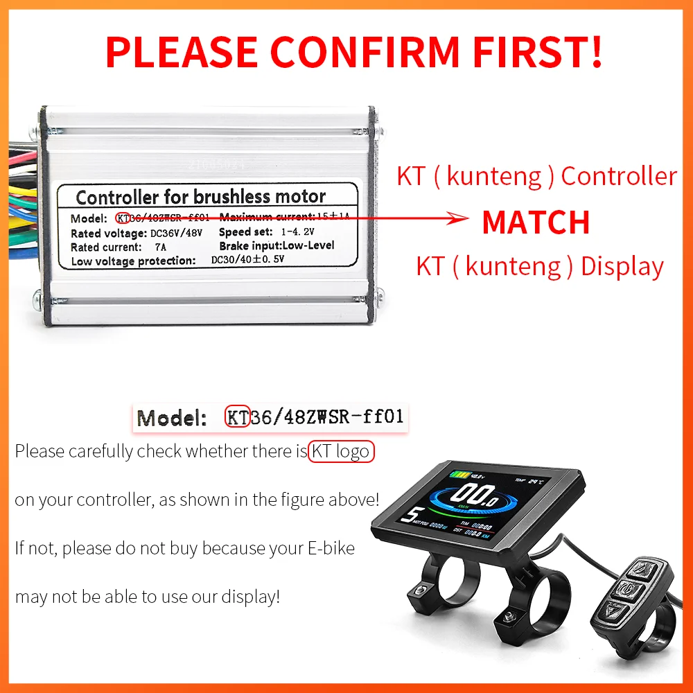 Ebike Display KT LCD8H LCD8HU Color Display with USB 24V/36V/48V/60V/72V Electric Bicycle for KT Controller Kit