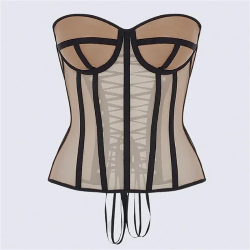 

Fashion Sexy Gothic Corset Women Transparent Bra Party Lingerie and Waist Cincher Bustiers Top Workout Shape Body Belt