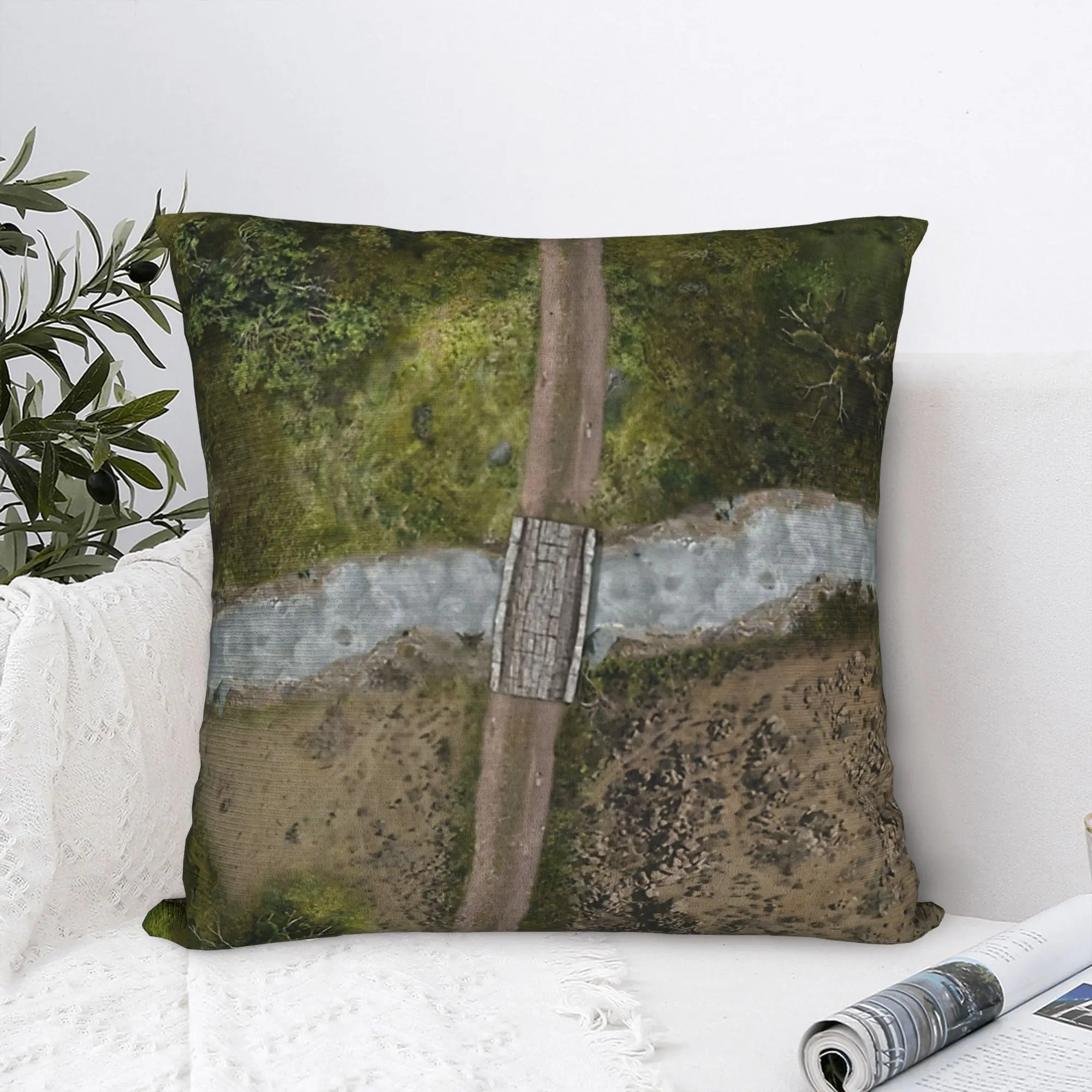 Forest River Crossing Battle Map Gaming Pillowcase Printing Fabric Cushion Cover Table Top Miniature Pillow Case Cover Home