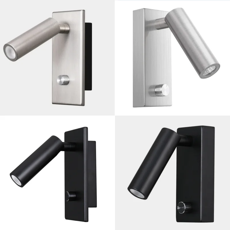 

Dimmable LED Wall Lamp Bedroom Bedside Reading Spotlight Knob Dimmer Switch Recessed Wall Mounted Night Light for Hotel