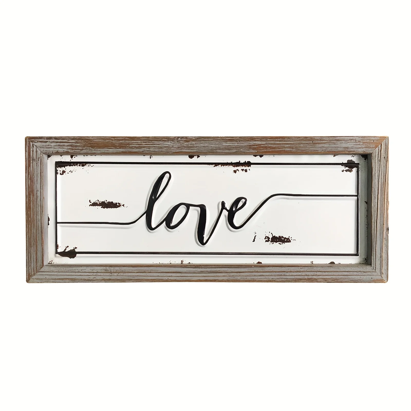 

Love Sign Wooden Box Signs Wall Decor Rustic Embossed RetroMetal And Wood Framed sign Modern Farmhouse Wall Hanging ArtLove Sign