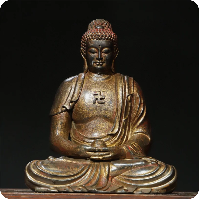 Antique Trikalea Buddhas Mahavairocana Vairocana Buddha Statue Old bronze Gilt