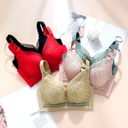 34-42BC Plus Size Bras Wire-Free Comfort Bras for Daily Use Sexy Push-Up Bras with Lace Trim Adjustable Straps Breathable Bra