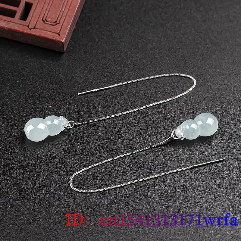 Burmese Jade Gourd Earrings Charms Natural 925 Silver Certificate Gemstones Gifts Women Jewelry Charm Luxury Carved White