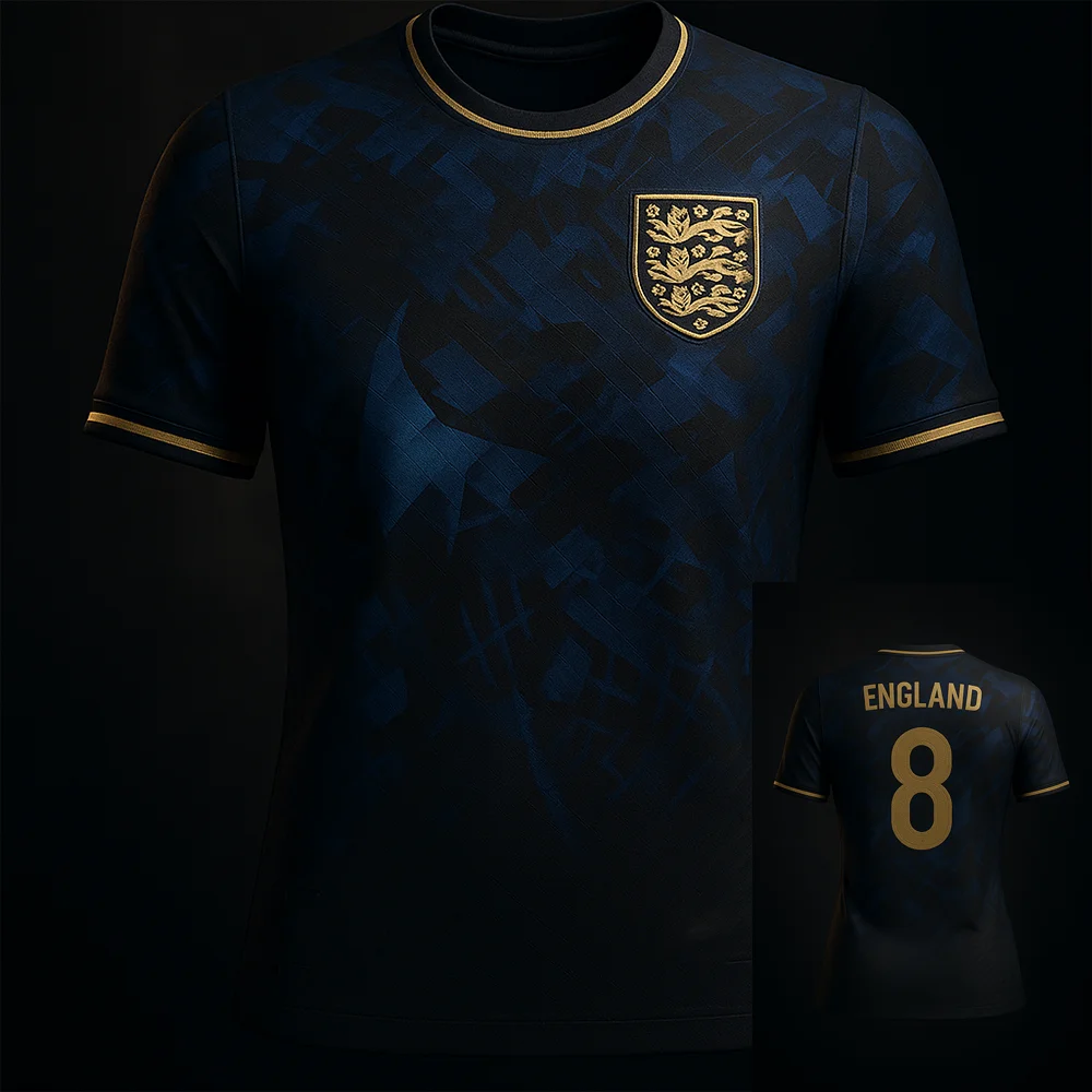 

England's Black & Gold 3d Printing football Jersey! Luxury Texture in Every Stitch—A Stylish Code for Fans 2025 Summer!
