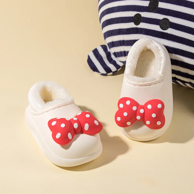 New Simple Girls Slippers Cute Children Fashion Polka Dot Printing Bow Non-slip Platform Kids Casual Shoes Drop Shipping Simple