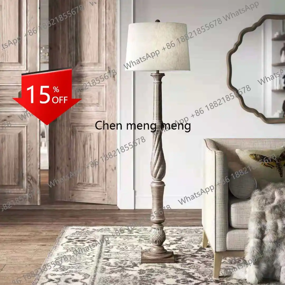

Напольная лампа E153 в американском винтажном стиле для гостиной, антикварная, из массива дерева, с резьбой, в французском стиле, для спальни.