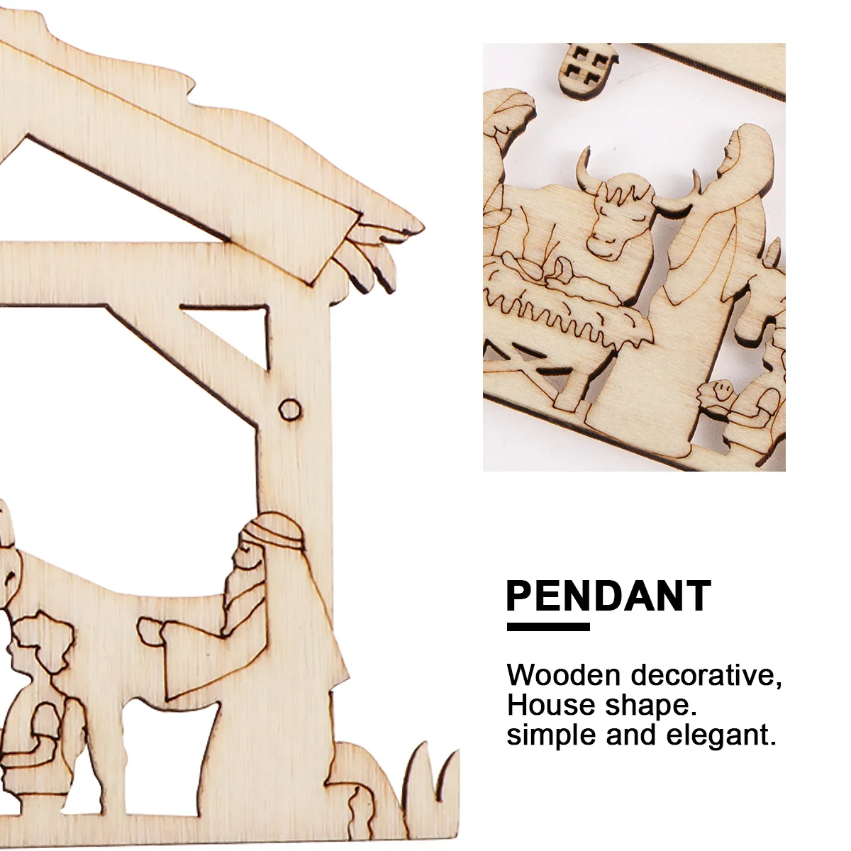 

20pcs Wooden Christmas Ornaments Set Unfinished Nativity Scene Hanging Decor For Xmas Tree Door Window Luggage Handbag Religious