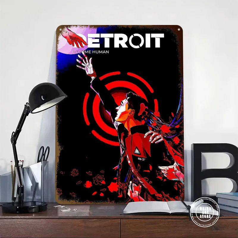 Detroit Become Human Art Metal Poster Perfect Gift for Fans Lovers Personalized Wall Art Metal Sign for Living Room Decorations