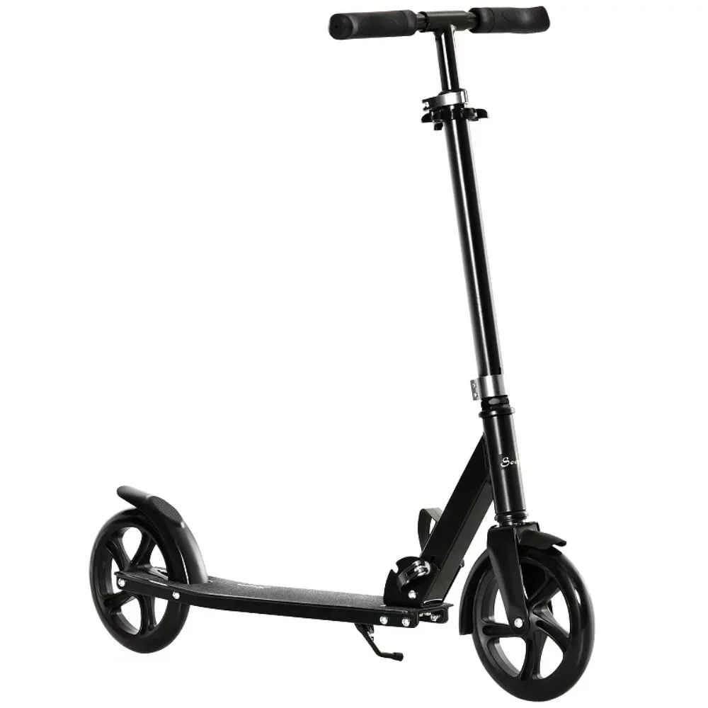 

Foldable Kick Scooter W/ Adjustable Height & Rear Wheel Brake System For 12+