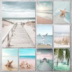 Beach Sea Ocean Poster Gallery Prints Self Adhesive Home Decor Decoration Wall Decals Living Room Sticker