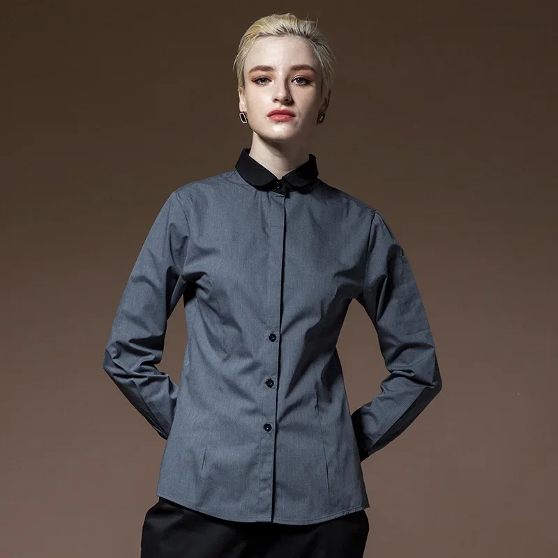 

Grey Short Sleeve coat Chef Uniform Breathable Kitchen Cooking Jacket Restaurant Hotel Cafe Barber Shop Waiter Work Shirt Unisex