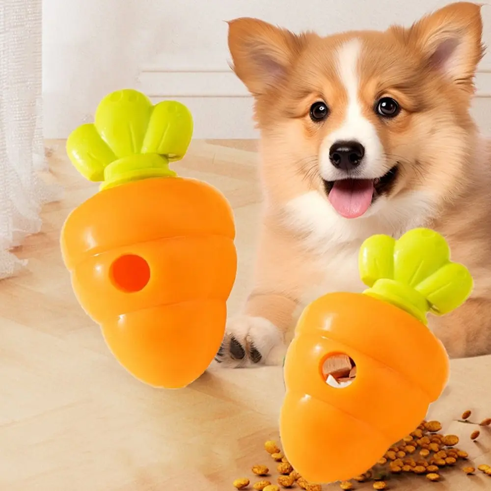 

Funny TPR Dog Leakage Food Toy Carrot Shaped Interactive Pet Puzzle Chewing Toys Bite Resistant Cat Slow Feeder Puppy Play
