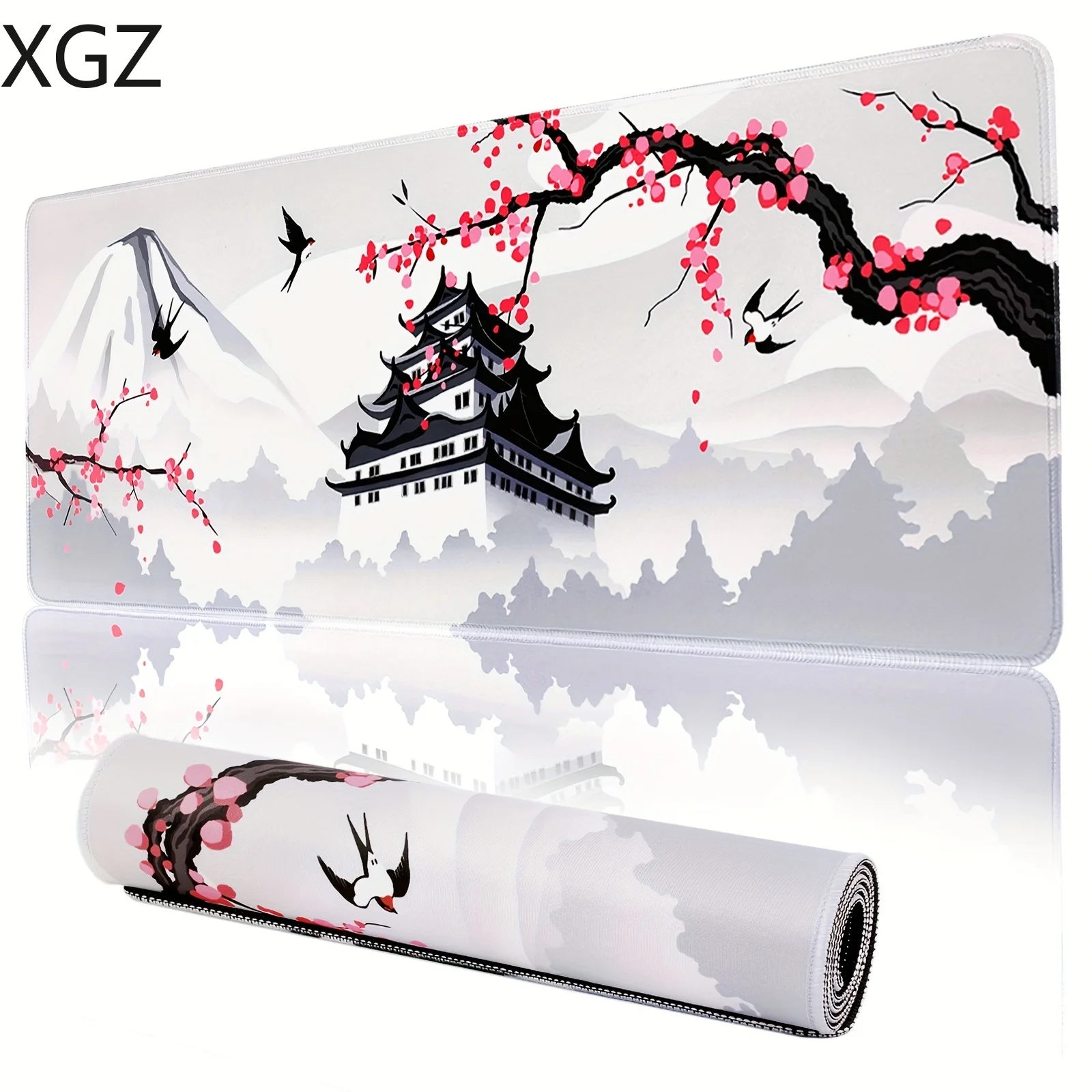 Japanese cherry blossom pattern gaming mouse pad 900×400 pink anti-slip rubber keyboard pad with fine seams for gaming office