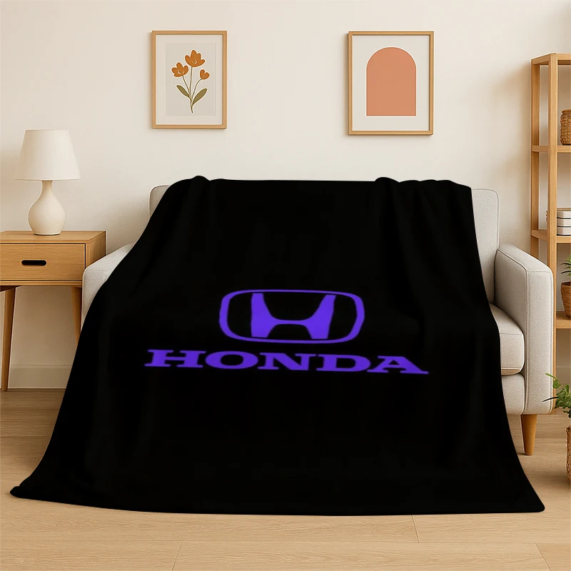 H-Honda HRC Racing Car Moto Sign Flannel Blanket Soft Warm Throw Blanket for Bedroom Living Room Bed Travel Camping Picnic Kid