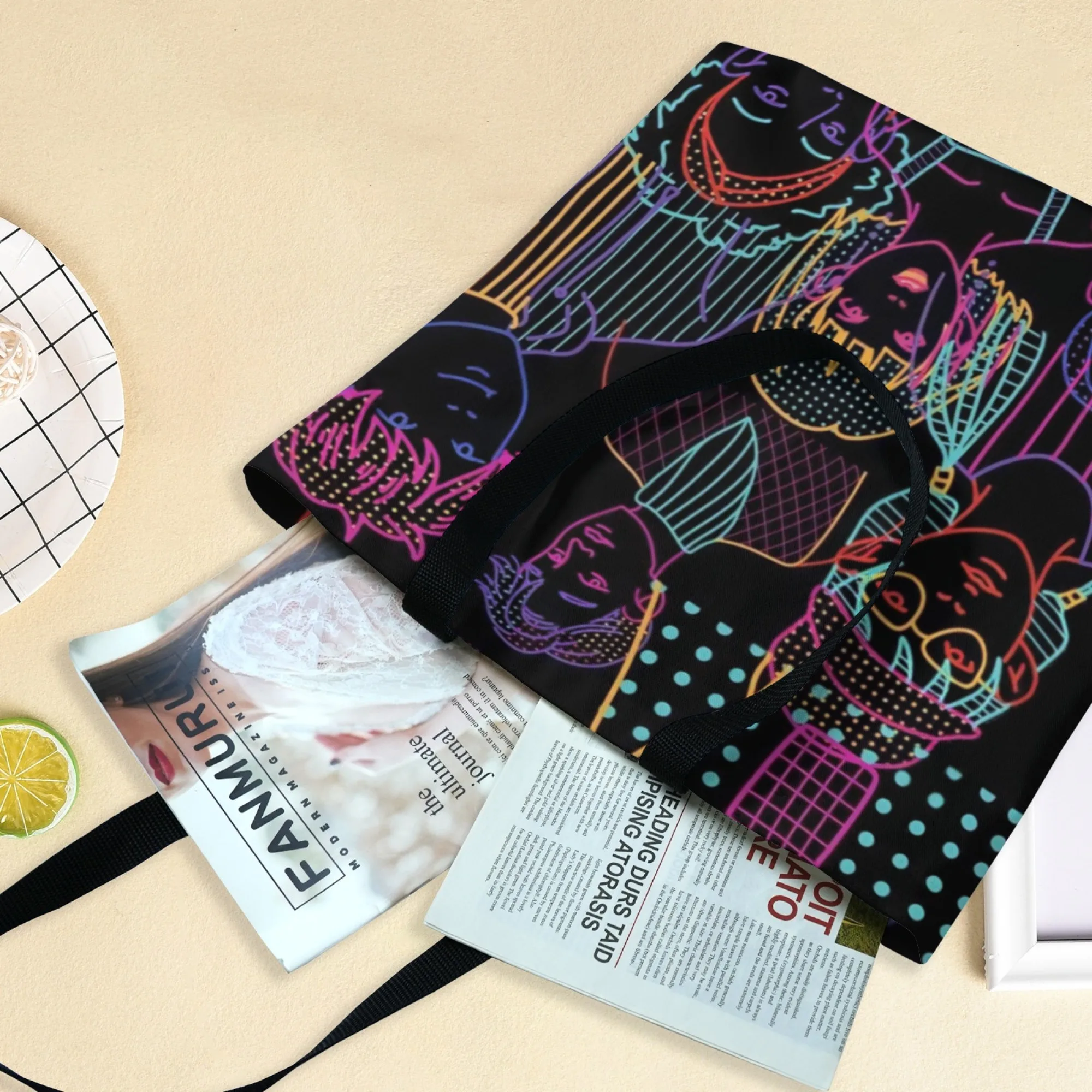 Borsa da donna versatile in tela stile hiphop Borsa a tracolla design per persone nere Grande riutilizzabile adatta per lo shopping e la strada