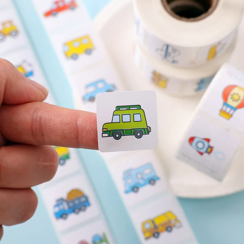 500pcs Cartoon Transport Car Labels Stickers Children\'s Reward Puzzle Stickers Birthday Party Gift Decorative Label Scrapbooking