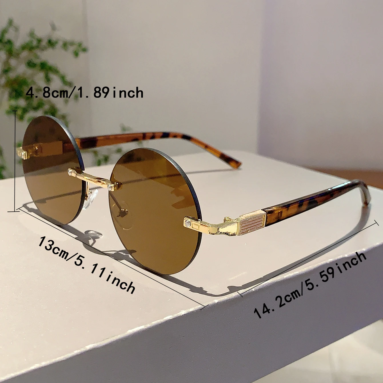 KAMMPT Stylish Leopard Design Black Shades Women Retro Metal Round Decor Sunglasses Fashion Brand Beach Sun Glasses for Ladies