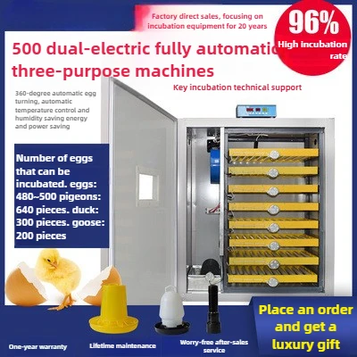 

500 Eggs Automatic Egg Turning Incubator Factory Supply Home Type Chicken Incubator Duck & Goose Eggs