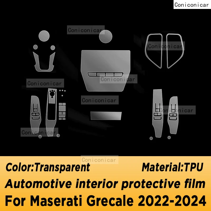 For Maserati Grecale 2022-2024 Automotive Interior Screen Protective Film TPU Anti-Scratch Gearbox Panel Dashboard Navigation
