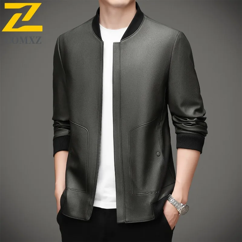 Herbst Neue Lederjacke Männer 2025, Mode, Klassisch, Dünn, Weich, Abnehmbare Kapuze, Ledermantel, Business Casual, Leichte Oberbekleidung