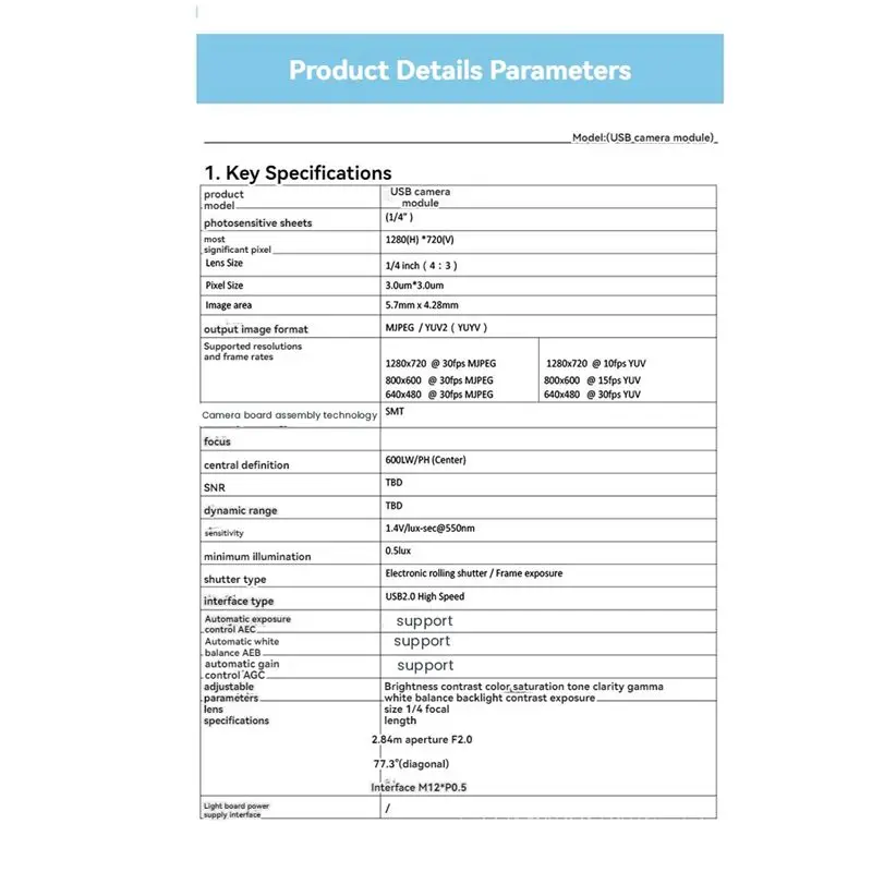 N10R-OV9732 USB Camera Module 720P 1MP 160 Degrees Face Recognition Image Acquisition For Raspberry Pi Orange Pi Camera 3 Meters