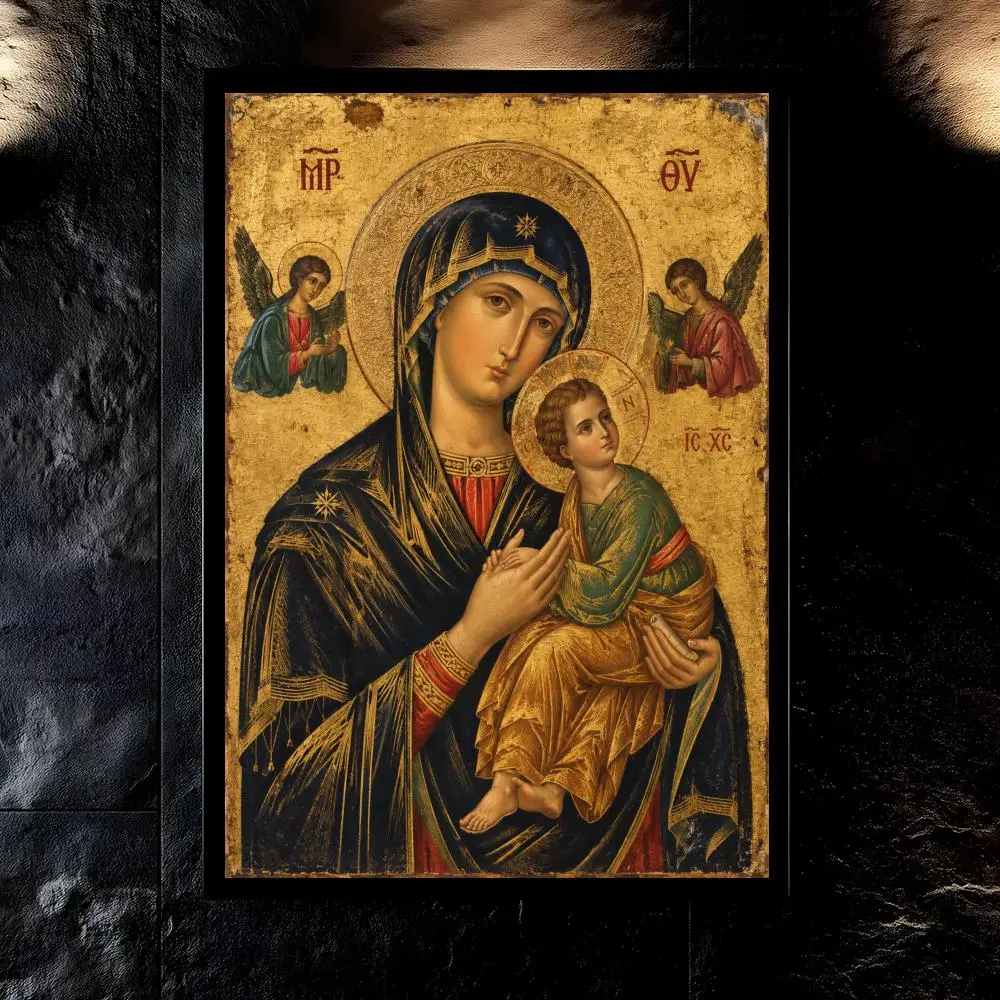 Russian Orthodox Icon Wall Art Our Lady of Perpetual Help Mother Mary Jesus Religious Poster