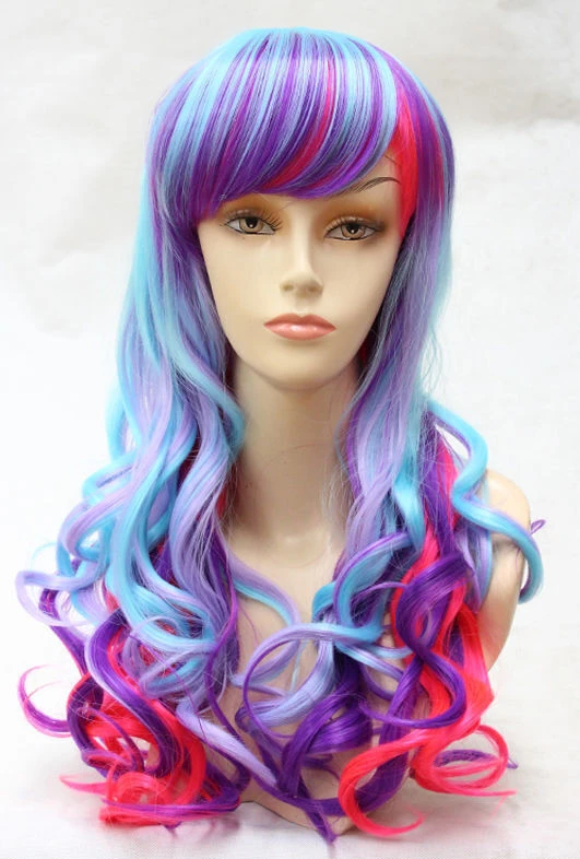 

Long Multicolor Curly Wavy Hair Ladies Party Full Wig