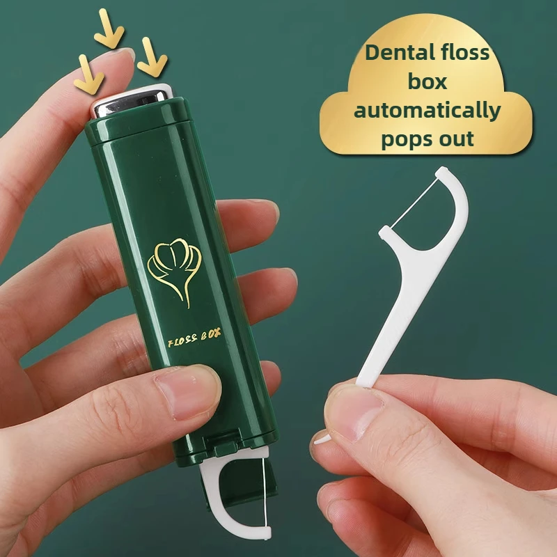 Mini Fully Automatic Press-Type Dental Floss Storage Box, Portable Dental Floss Box, Convenient for Oral Hygiene Care