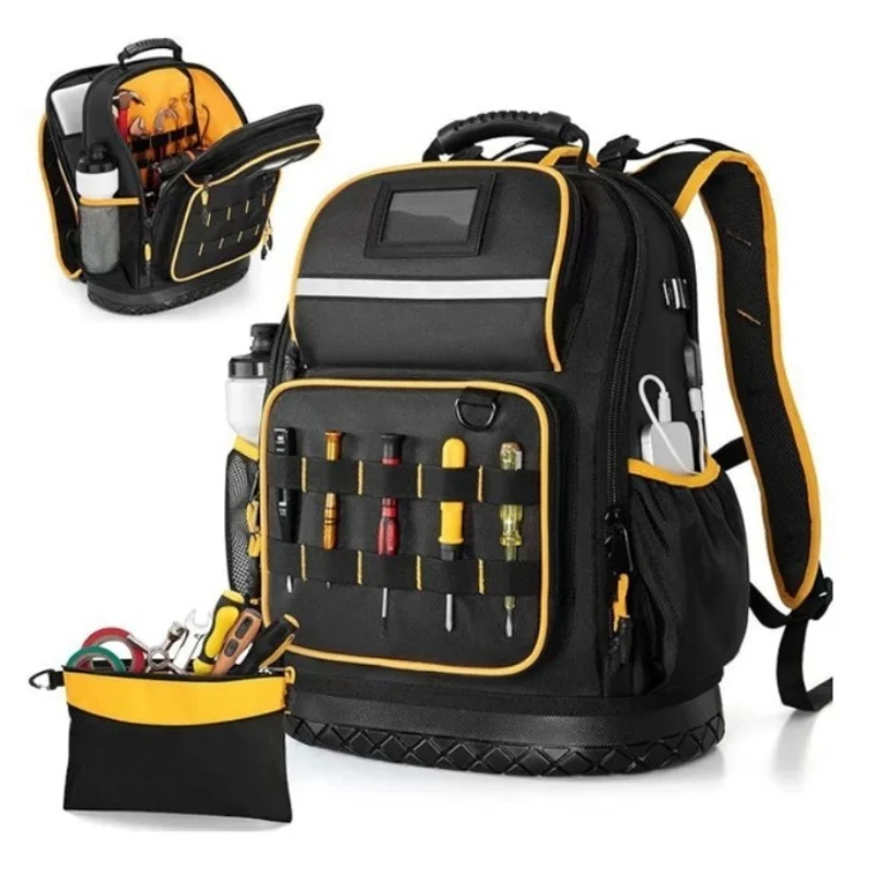 Electrician Tool Backpack Heavy Duty Waterproof Repair Bag Large Capacity Multi Pocket Hardware Tool for Maintenance Worker