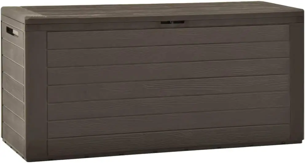 Storage Box, All Weather Deck Box for Patio Furniture Storage, Outdoor Toys and More Patio Storage Box Brown 45.7