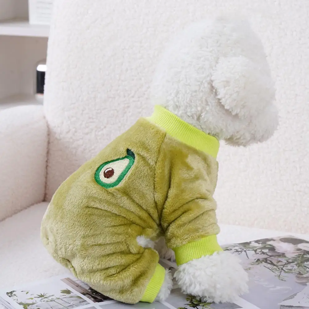 Dog Jumpsuit Pajama,Pet Clothes Fruit Pattern,Flannel,Soft Cat Dog Clothes,Four-legged Pyjamas Overalls,Pet Supplies