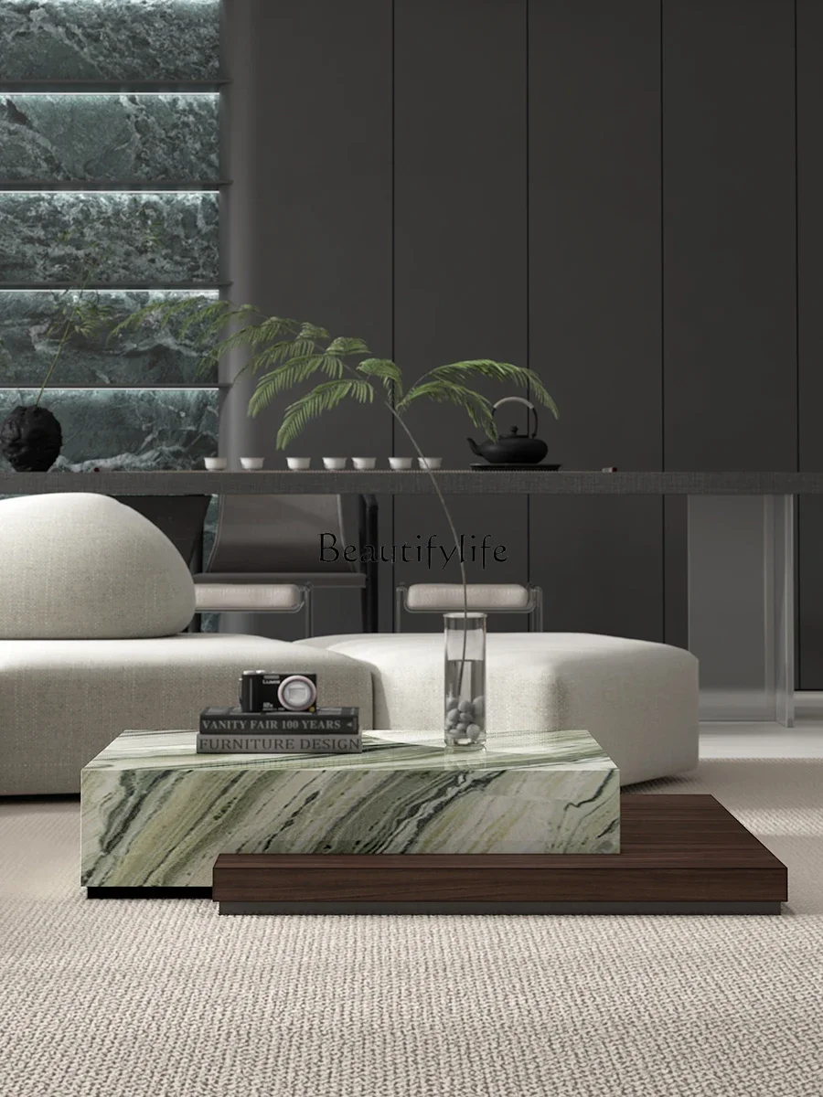 

Italian light luxury natural marble coffee table combination modern minimalist high-end villa creativity