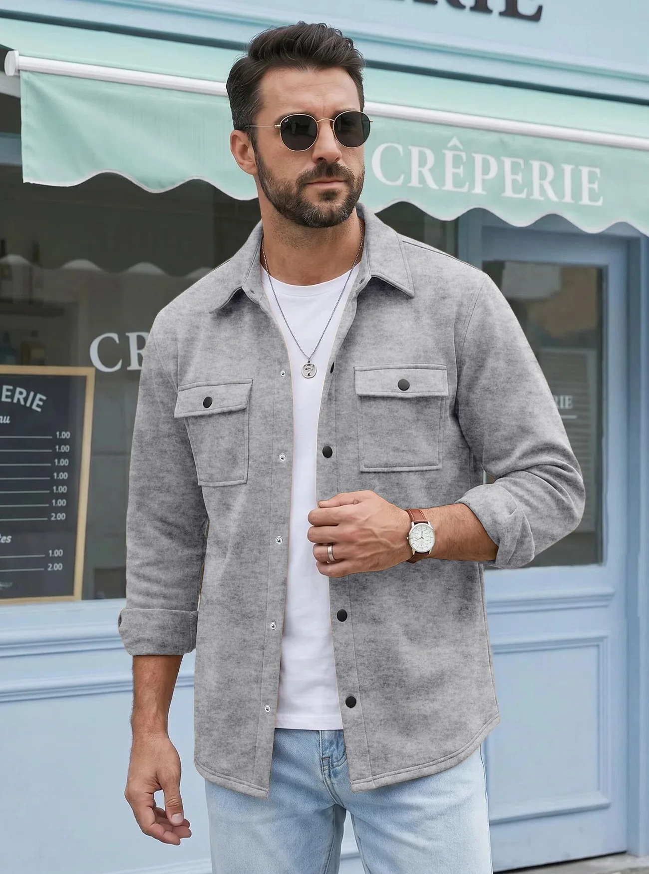 Spring Autumn Men Solid Lapel Cargo Jacket Multi Pockets Slim Long Sleeve Coat Commuter Outdoor Casual Male Outerwear Tops