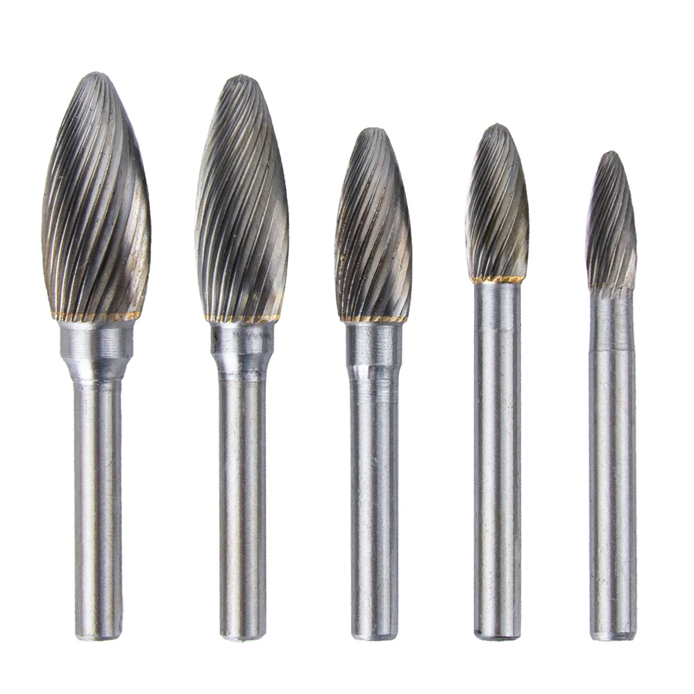 Alloy Rotary File 1Pc Oval H-shape Single And Double Groove Tungsten Steel Woodcarving Grinding Head Carbide Milling Cutter