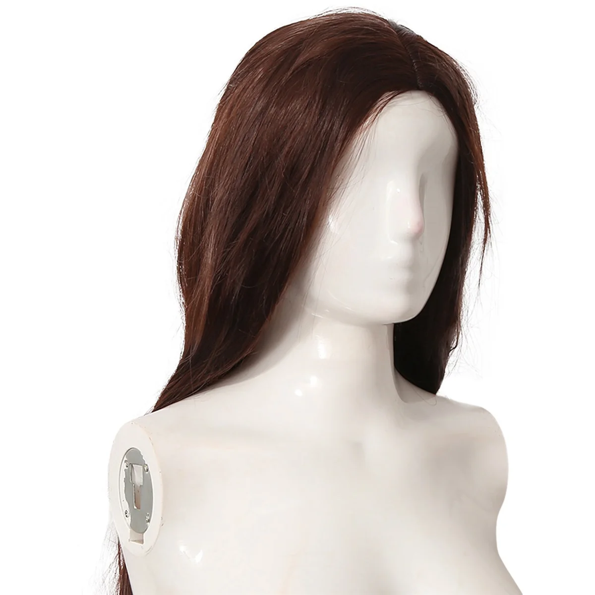 ABGN 유럽계 미국인 갈색 긴 직선 가발 여성용 앞머리 직모 일일 파티 나이트 클럽을위한 고온 와이어