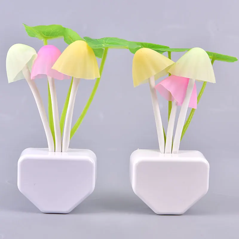 1pcs cute Romantic LED Night Light Mushroom Sensor Plug-in Wall Lamp Home Decor