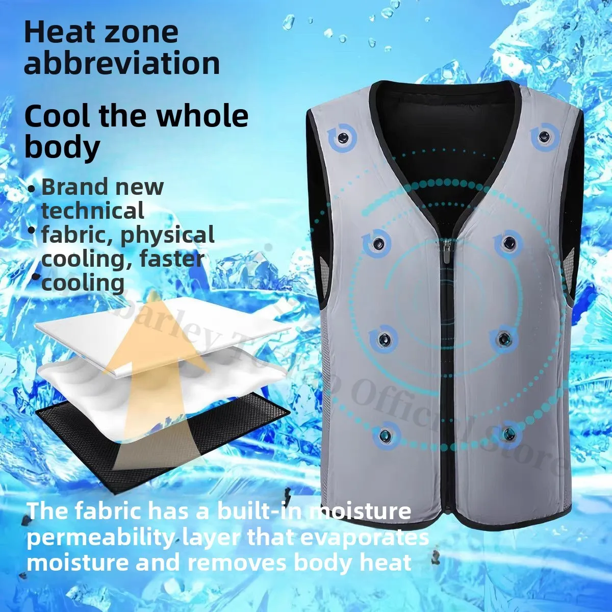 

COMXZ Ice Cooling Vest Men Water Pack Construction Outdoor High Temperature Summer Breathable Work Jacket Liquid Cooling System