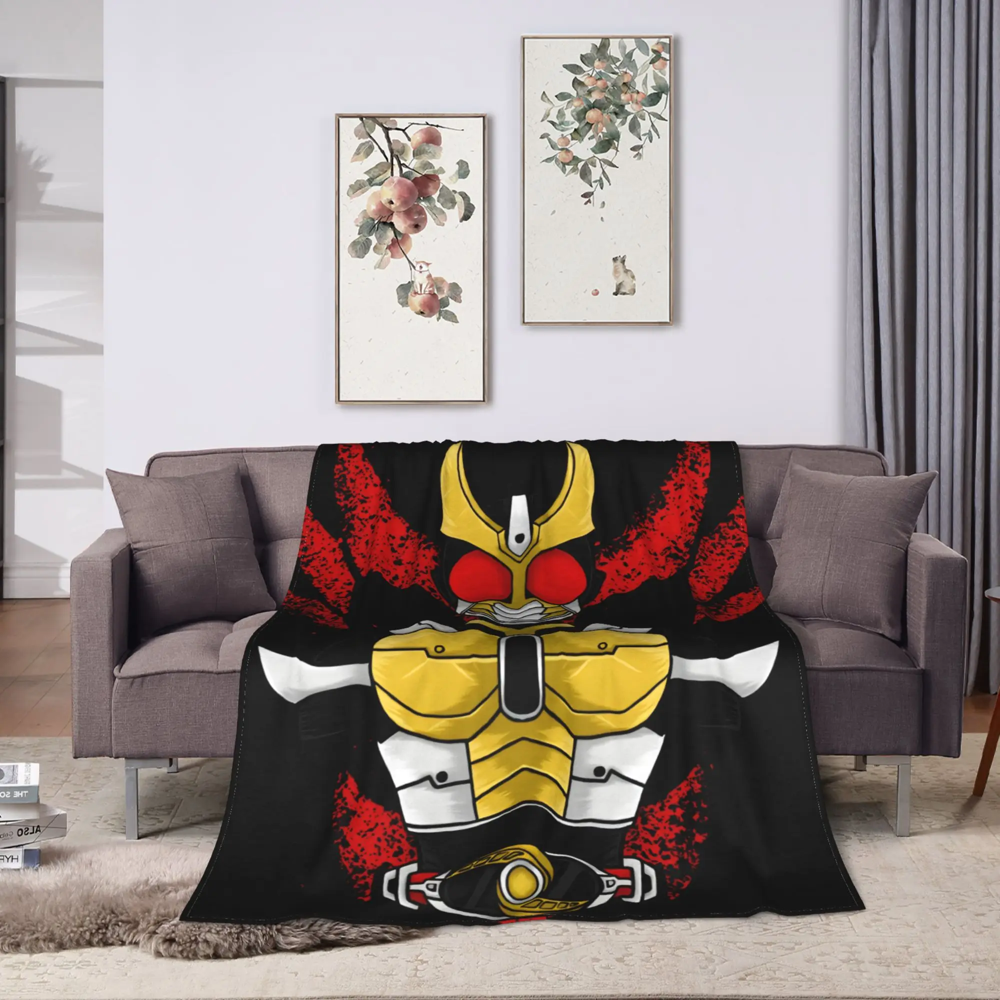 Kamen Riders Flannel Blanket Spring  Super Warm Bedding Throws for Students Bedroom Aesthetic Bedspread Sofa Bed Cover