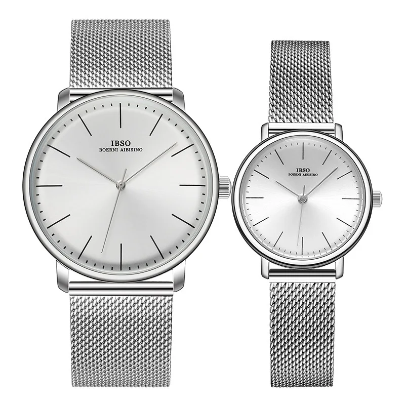 Fashion Couple Quartz Watch Ultra-Thin Stainless Steel Mesh Belt Quartz Clock Hour Watch