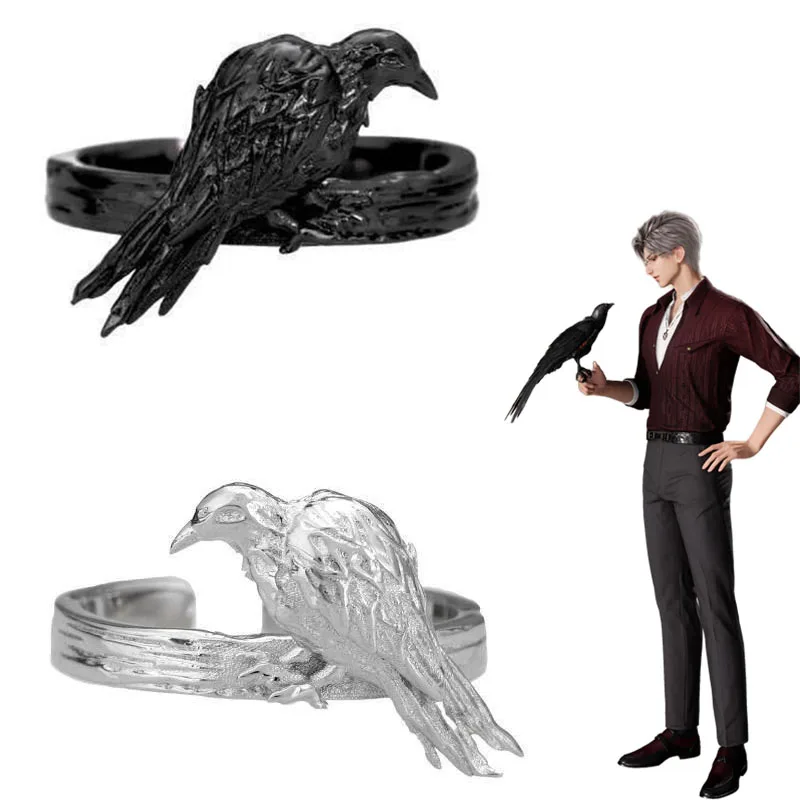 Game Love and deepspace Sylus Crow Cosplay Rings Adult Unisex Opening Adjustable Couple Ring Jewelry Halloween Accessories Props