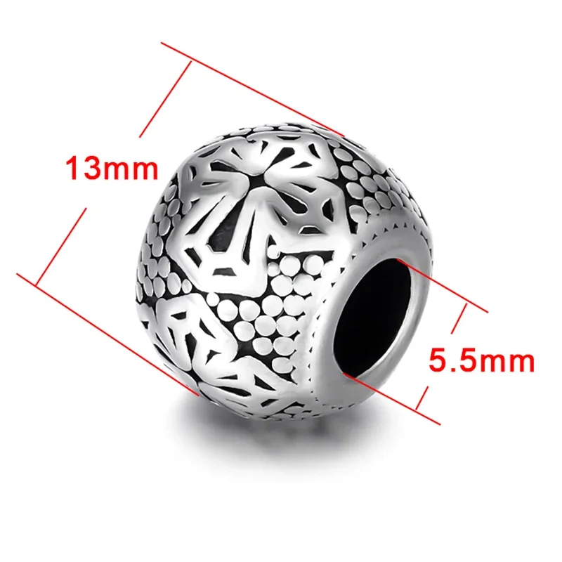 Stainless Steel Beads Dumn with Cross 5.5mm Hole Metal European Bead Bracelet Making Charms DIY Jewellery Supplies
