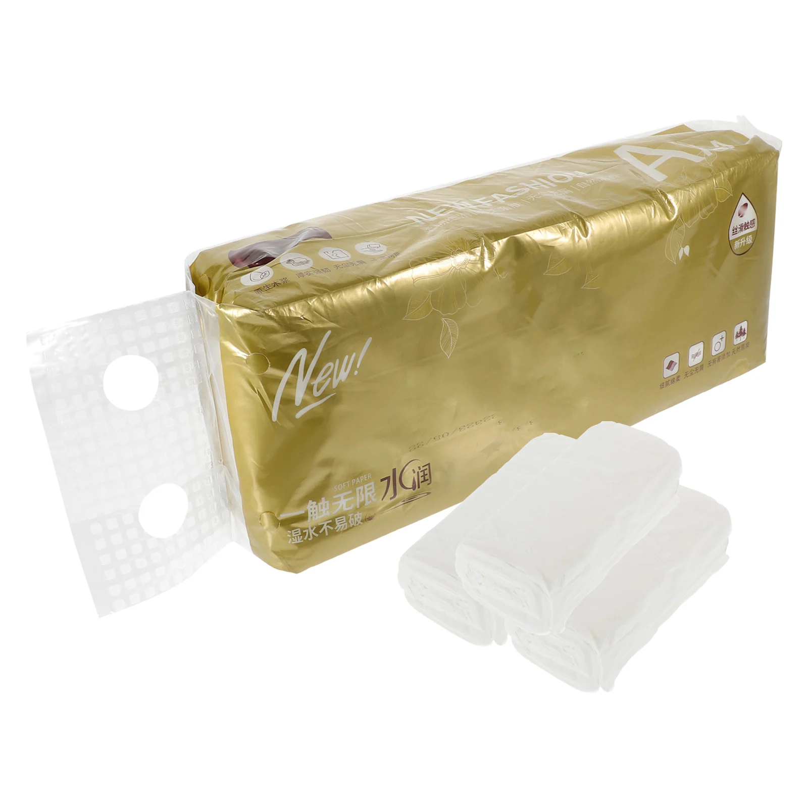 

12 Rolls Pulp Roll Household Toilet Paper Strong Absorbent Soft Roll Paper For Home for Home Office Hotel Use