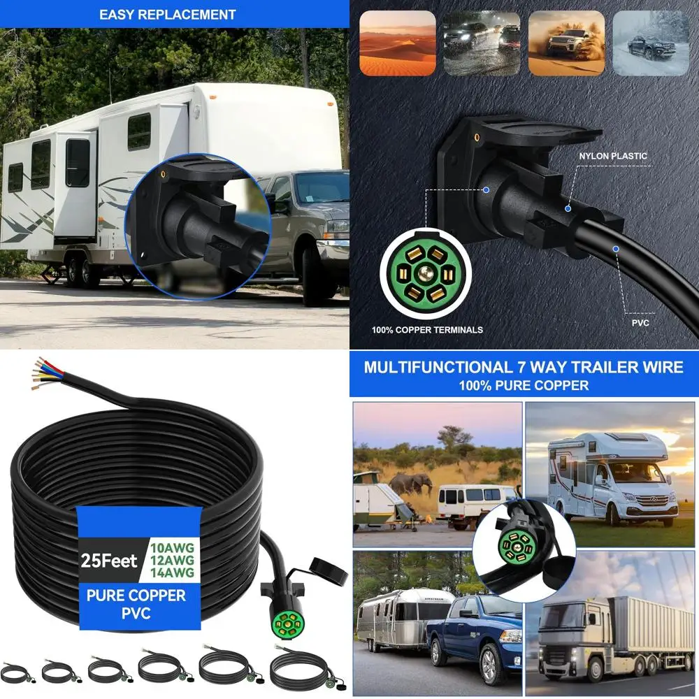 25 قدم 7 دبوس مقطورة التوصيل 10-14AWG 7 طريقة مقطورة التوصيل النحاس 7 دبوس مقطورة الأسلاك تسخير الثقيلة 7 سلك مقطورة الأسلاك تسخير