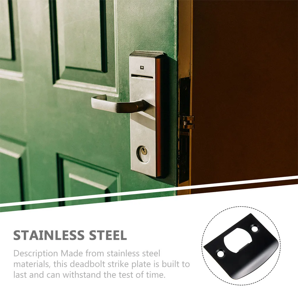 

2pcs Door Lock Guide Plate Black D-type Deadbolt Strike Reinforcement Kit Stainless Steel Durability Installation Easy