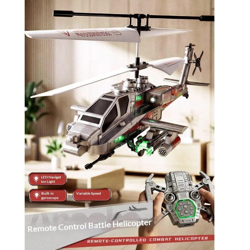 Generic Apache Remote Control Combat Helicopter LED Light Built In Gyro Adjustable Speed Indoor Outdoor Flying Toy