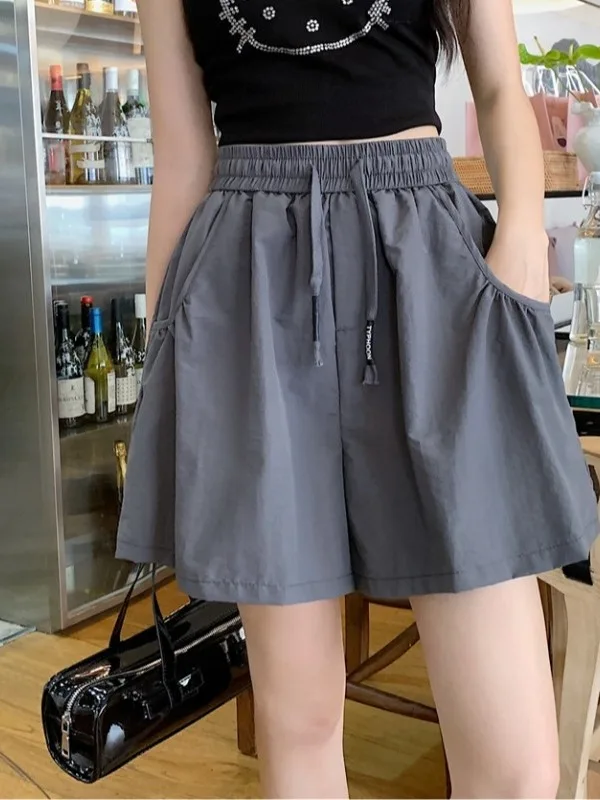 

plus Size Women's High Waist Wide Leg Short Pants Summer Casual Straight Cut Pants Hip Concealing Versatile Five-Quarter Length