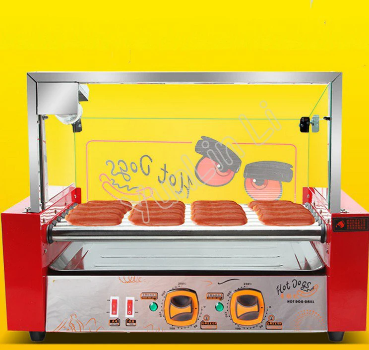 전기 핫도그 기계, 소시지 베이킹 기계, 상업용 소시지 메이커, 자동 미니 이중 제어 온도