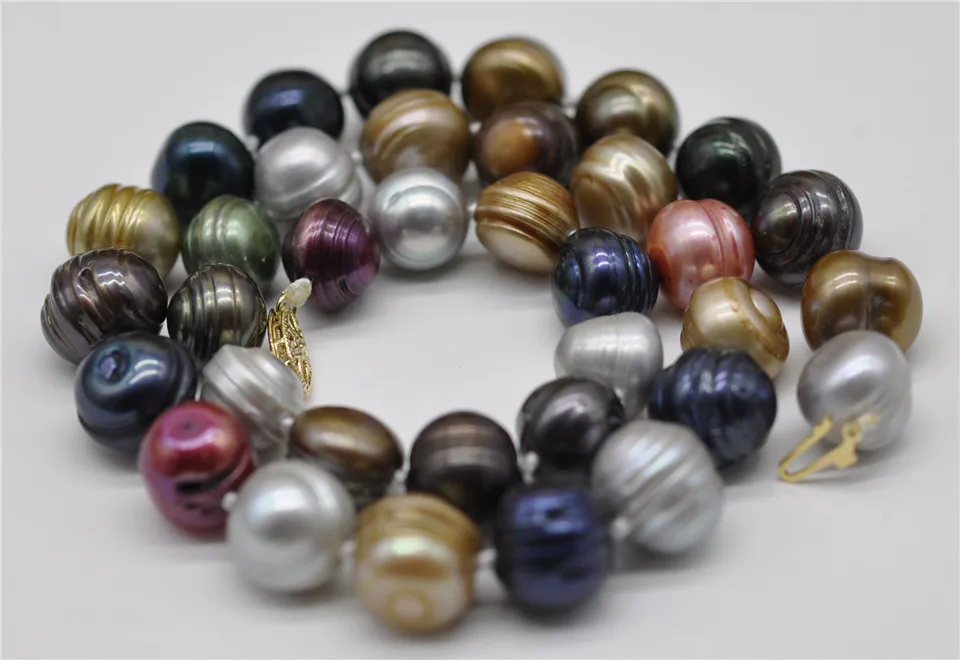 HABITOO 12-13mm South Sea Natural Baroque Multicolor Pearl Necklace 18